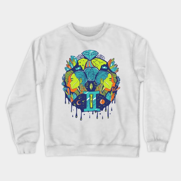 Tetradic Mystic Gemini Crewneck Sweatshirt by kenallouis